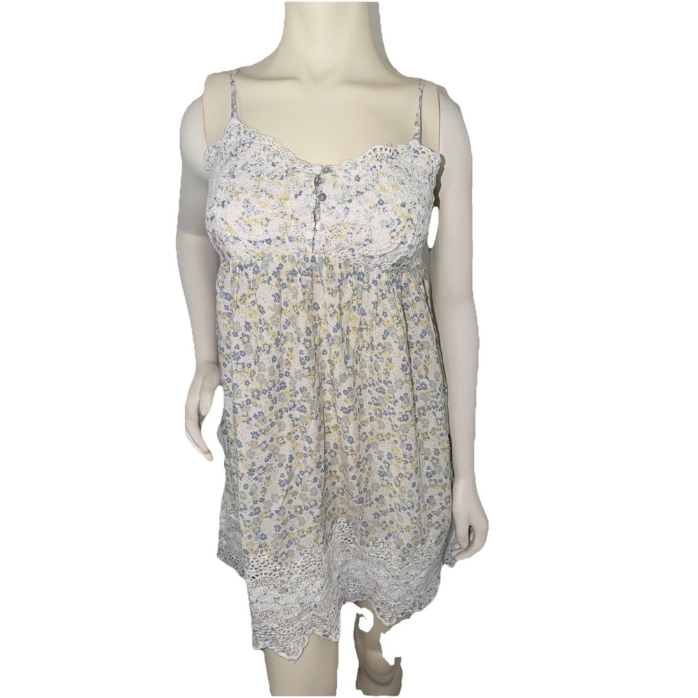 Joie Dress Blue Prairie Floral Feminine Flirty Boho Mixed Media Cottage Core
